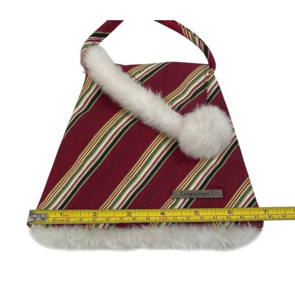 Longaberger Holiday Stripe Homestead Crossbody Purse Faux Fur - Picture 9 of 12